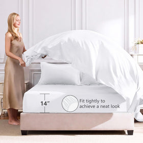 Pillowcases and shams from CozyLux set offer easy care.