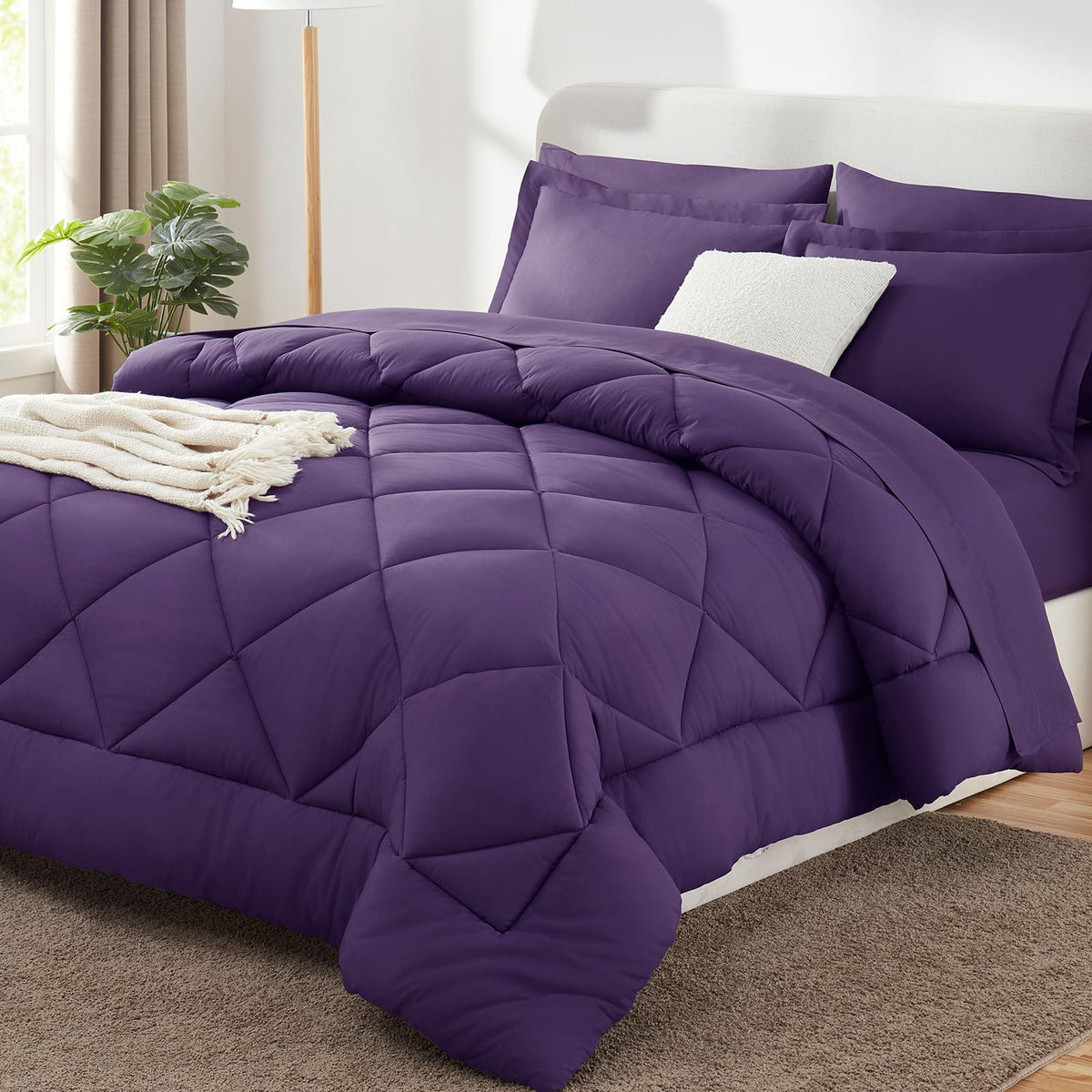 CozyLux queen comforter set in purple with plush surface for restful nights