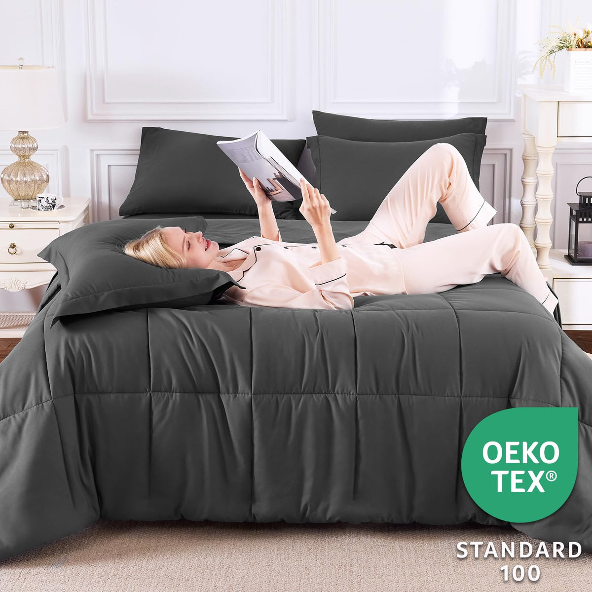 CozyLux fitted sheet with 14-pocket secures thicker mattresses securely