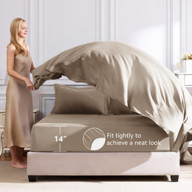 CozyLux deep-pocket fitted sheet fits mattresses up to 14 inches.