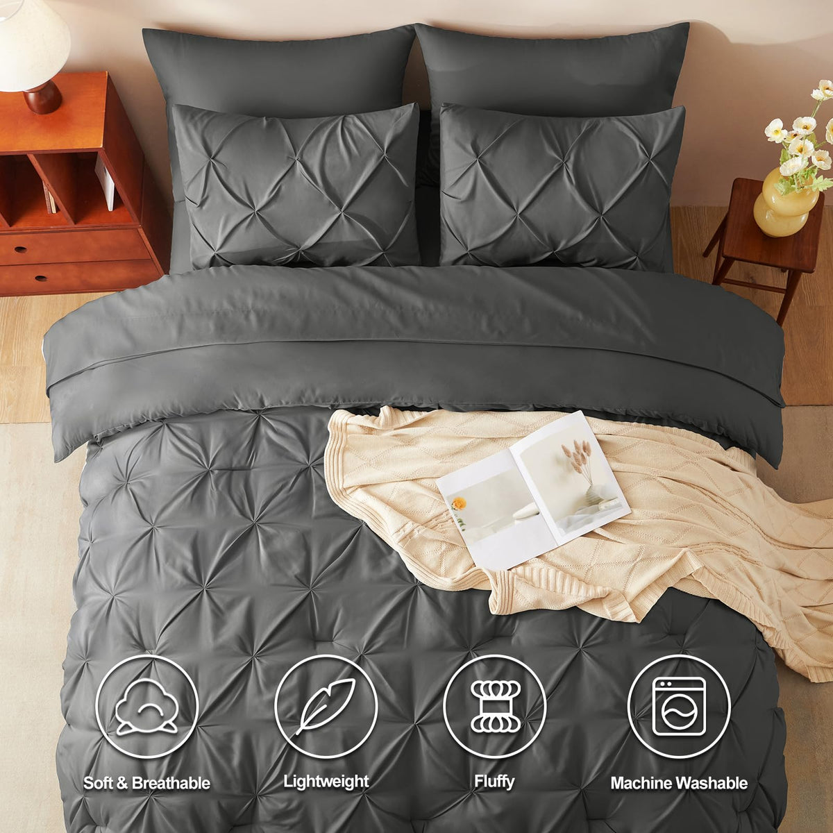 CozyLux queen flat sheet shown in 90x102 size for smooth, breathable bedding.