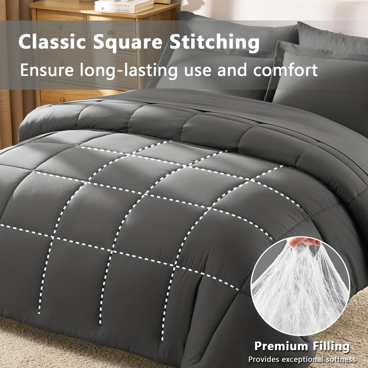 CozyLux pillow shams pair with the set for a polished look