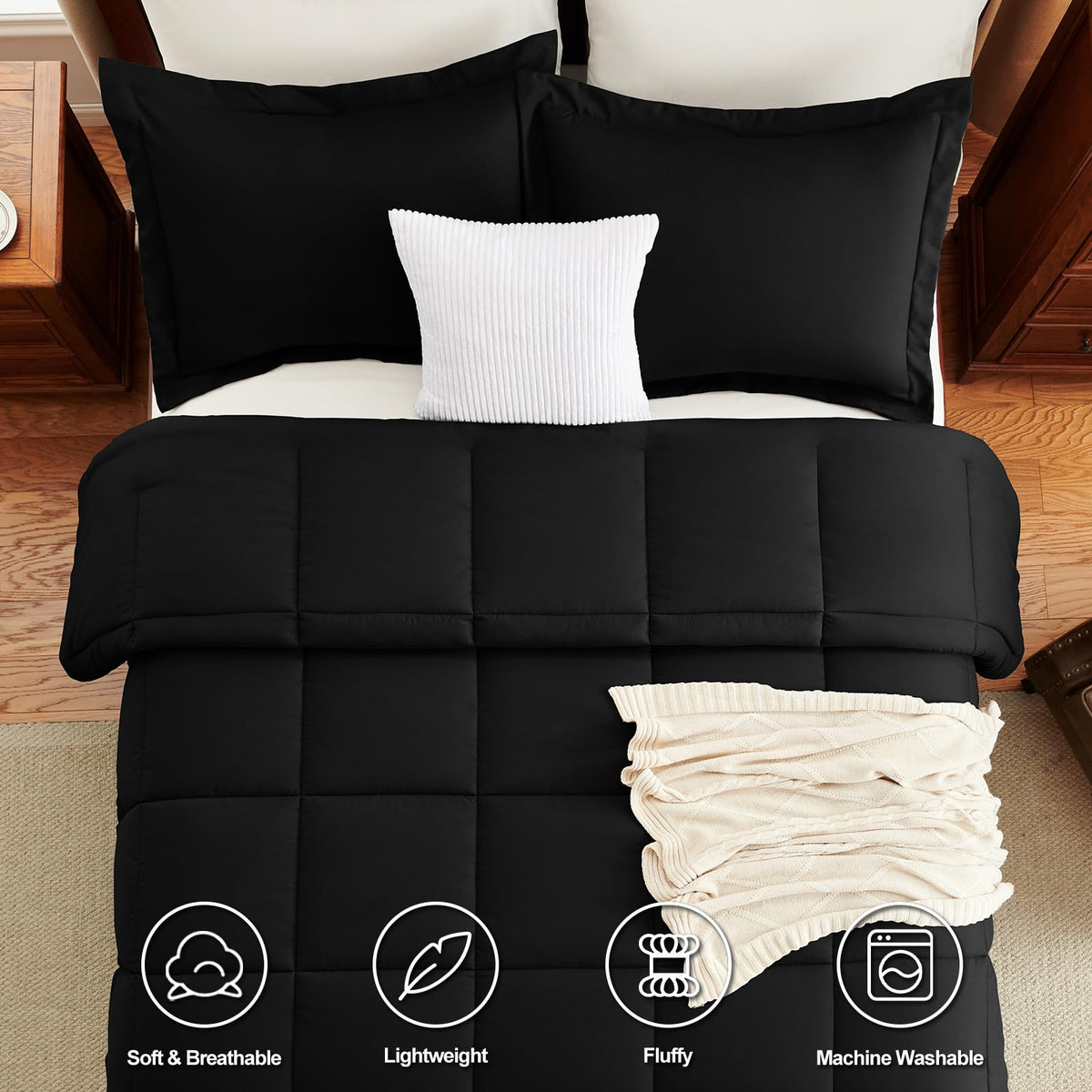 Two CozyLux pillow shams completing the set for a coordinated, hotel-style bed.