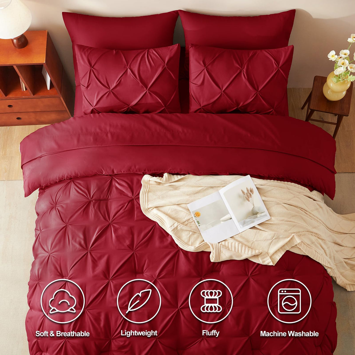 CozyLux pintuck design highlights geometric pattern for modern elegance.