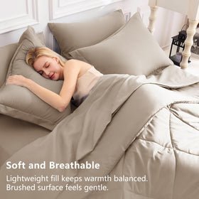 CozyLux comforter stitching detail demonstrates durable box stitching.