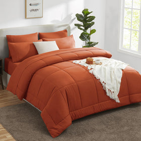 CozyLux terracotta bedding setup adds warm room ambiance.