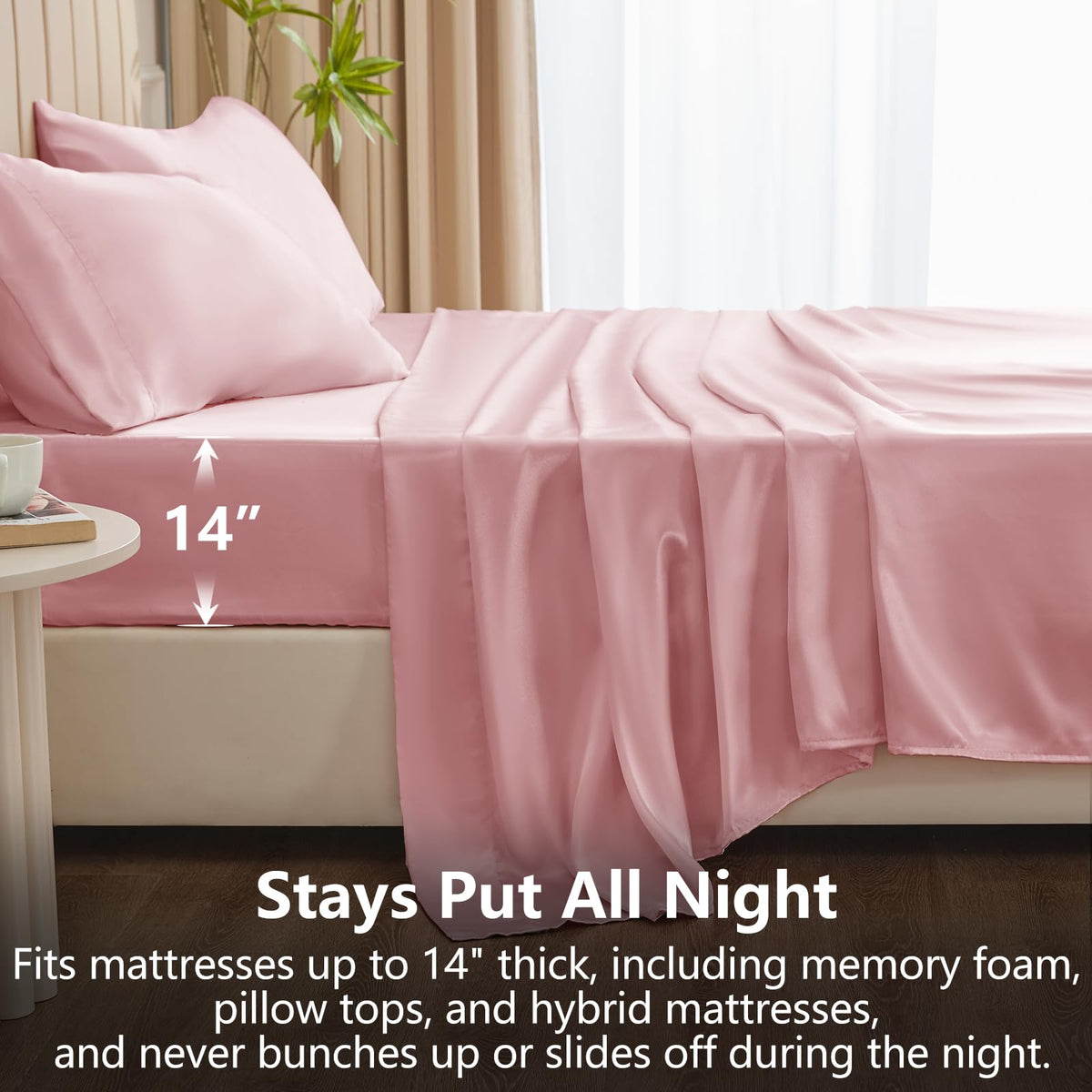 CozyLux dirty-pink bed setup showing stylish decor and versatile color.