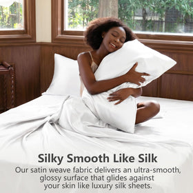 CozyLux satin-sheets fabric close-up highlights smooth texture and subtle sheen.