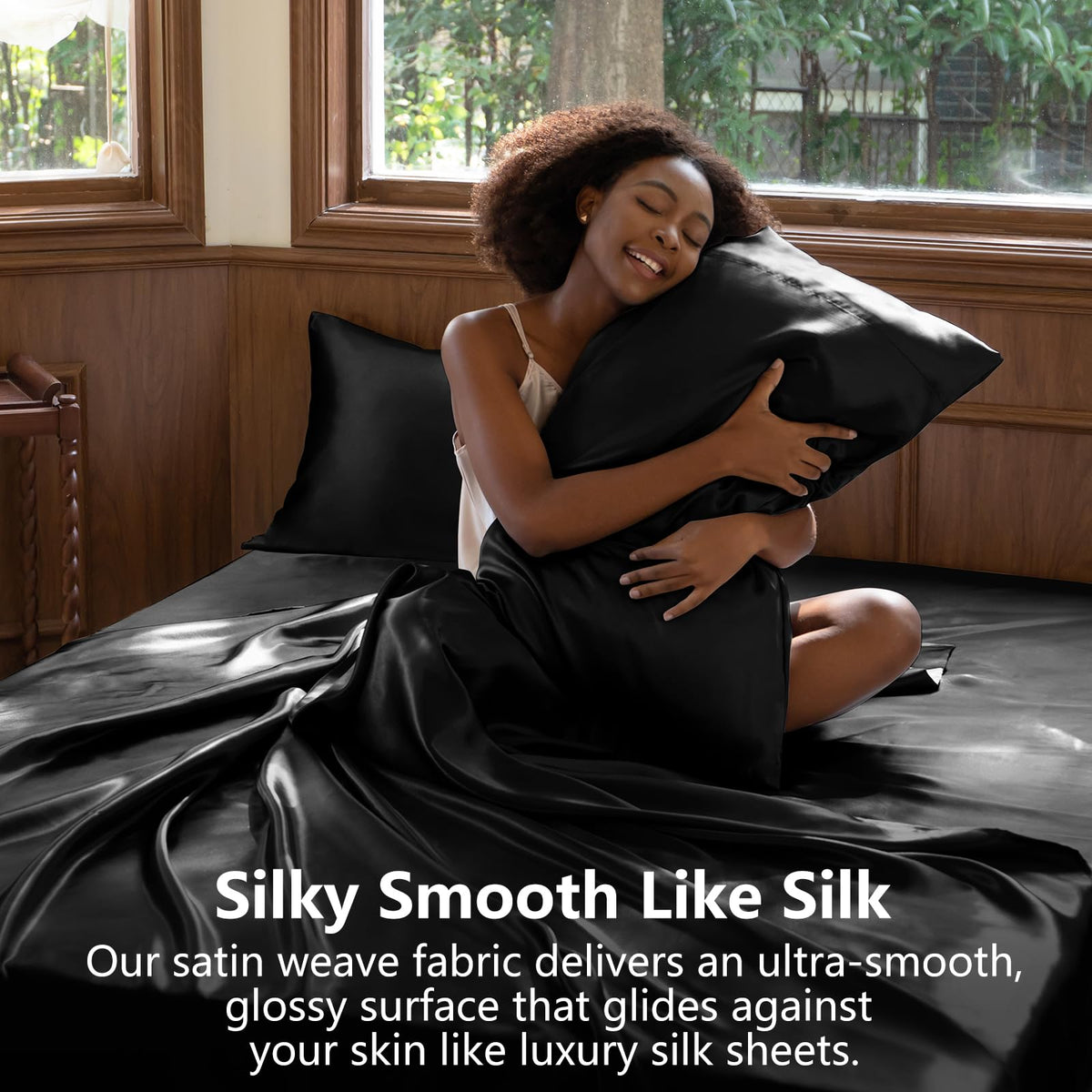 CozyLux king pillowcases highlighted with smooth satin surface.