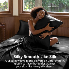 CozyLux king pillowcases highlighted with smooth satin surface.