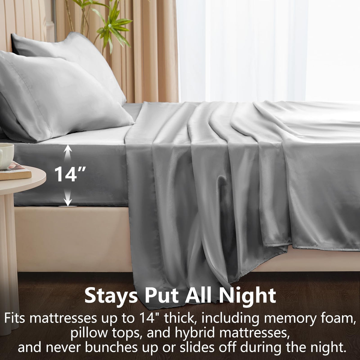 CozyLux satin sheets queen set bed decor in bedroom
