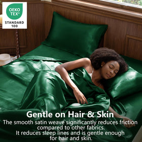 CozyLux satin sheets queen fitted sheet displaying deep pocket fit.