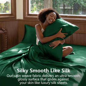 CozyLux satin pillowcases emphasizing hair-friendly, anti-frizz benefits.