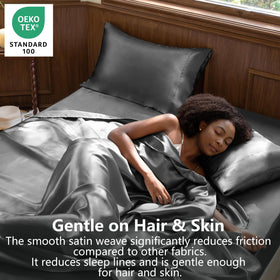 CozyLux satin sheets queen fitted sheet stays secure on deep mattresses
