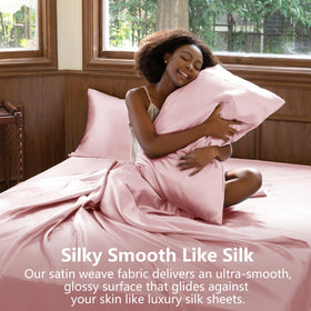 CozyLux satin sheets queen pillowcases for gentler hair and skin