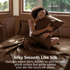 CozyLux Satin Sheets Queen Pillowcases gentle on hair and skin for less bedhead.