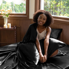 CozyLux wrinkle-resistant satin keeps a polished look after washing.