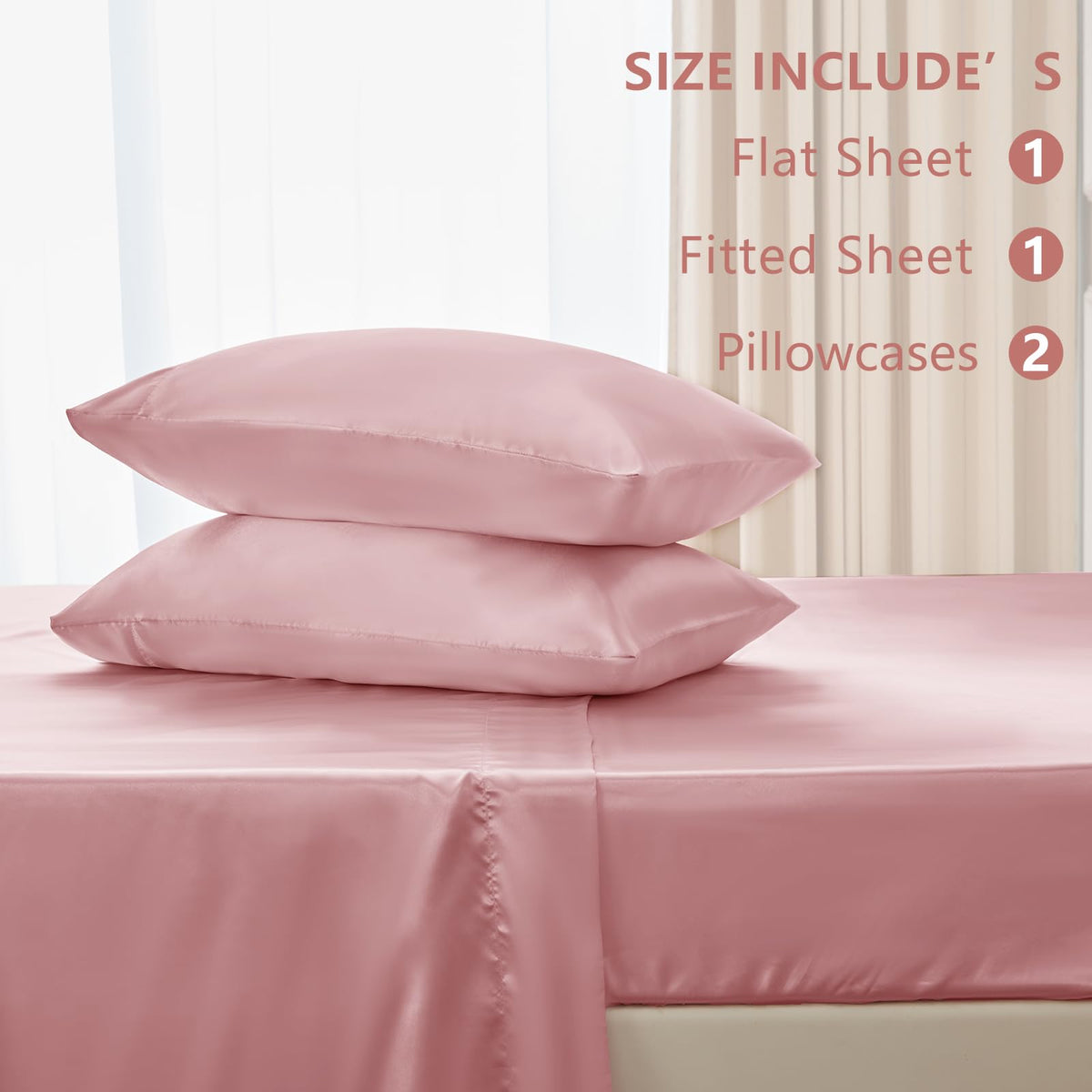 CozyLux satin sheets wrinkle-resistant finish preserves smooth look after washing.