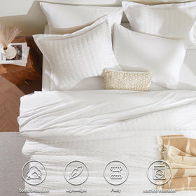 CozyLux seersucker texture enhances breathable softness and look.