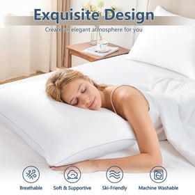 CozyLux pillow closeup texture demonstrates breathable microfiber cover.