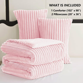 CozyLux striped flannel texture closeup highlights premium comfort and decor appeal