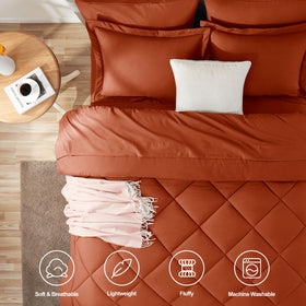 CozyLux terracotta king comforter close-up fabric highlighting soft microfiber texture