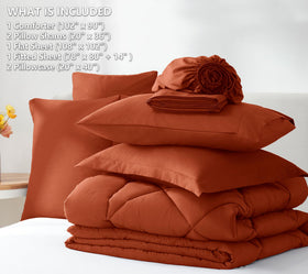 CozyLux terracotta king comforter pillowcases emphasizing soft care