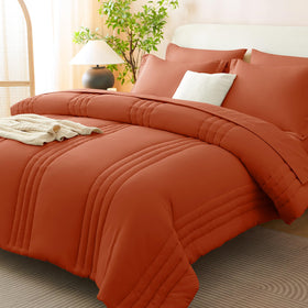 CozyLux Terracotta King-Size Comforter Set in bed-in-a-bag, cozy all-season warmth.