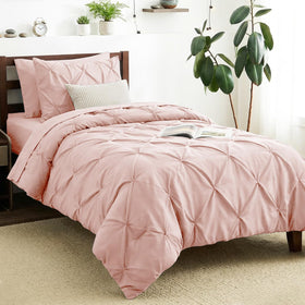 CozyLux twin comforter set with pintuck geometric pattern adds modern style and texture