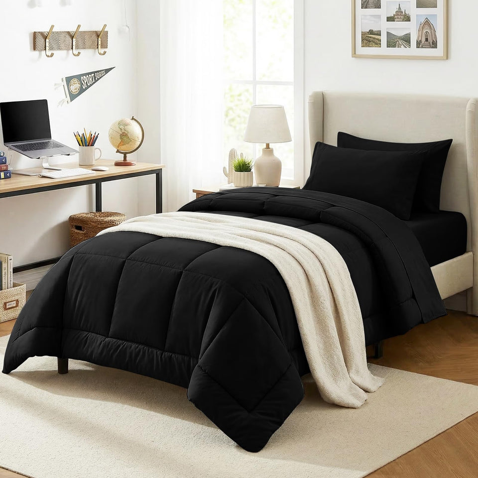 CozyLux twin comforter set with quilted texture for year-round warmth.