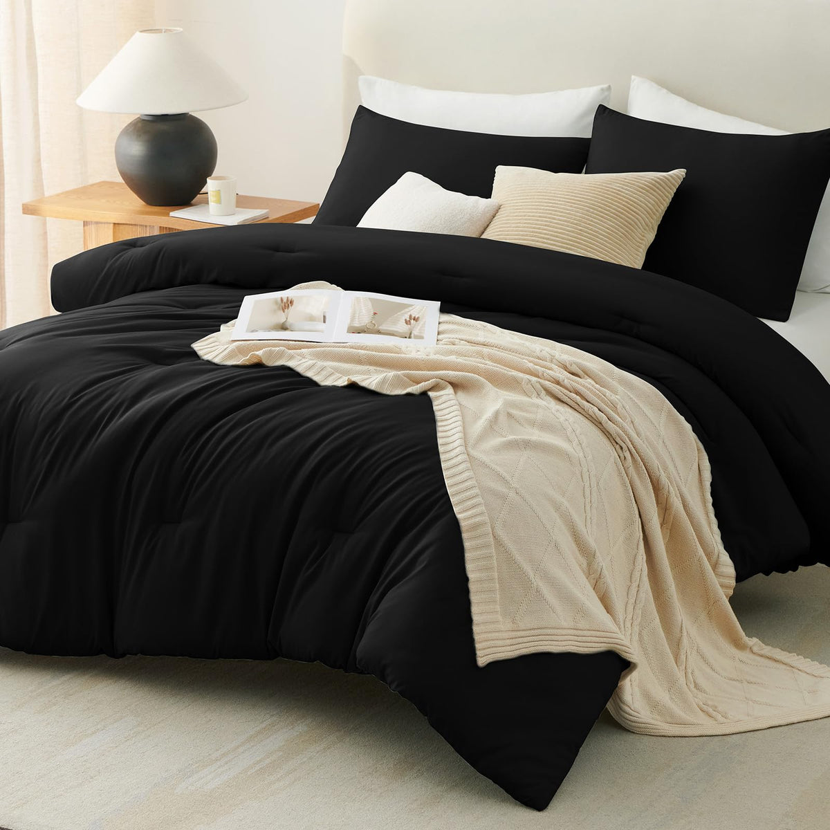 CozyLux dorm-ready bedding set displayed on a tidy twin XL bed