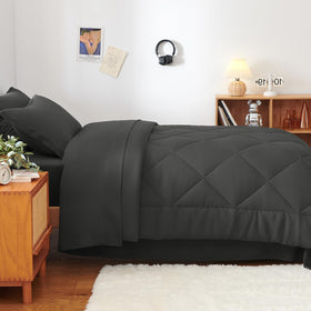 CozyLux Twin XL comforter dark grey box-stitch detail showing structure and fill stability