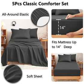 CozyLux Twin XL comforter dark grey pillowcase coordinating with the set