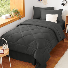 CozyLux Twin XL comforter dark grey vacuum bag packaging for dorm-ready setup