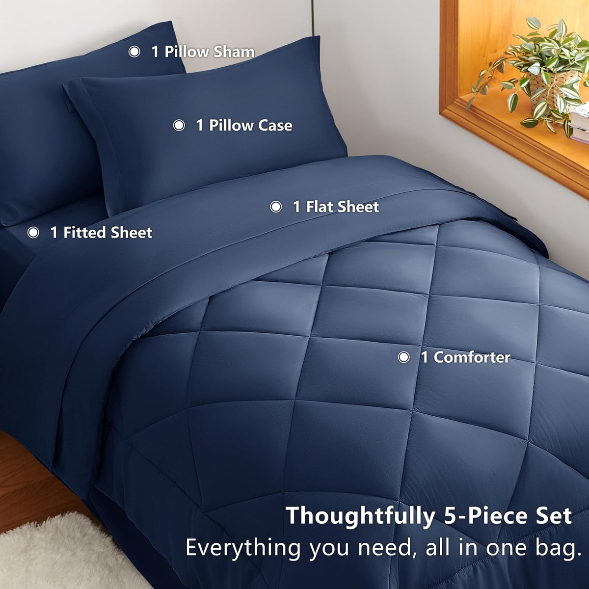 CozyLux Twin XL set in vacuum packaging for compact storage