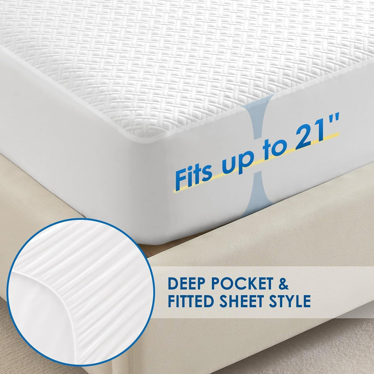 Cozymaker 360 elastic band keeps protector in place during sleep