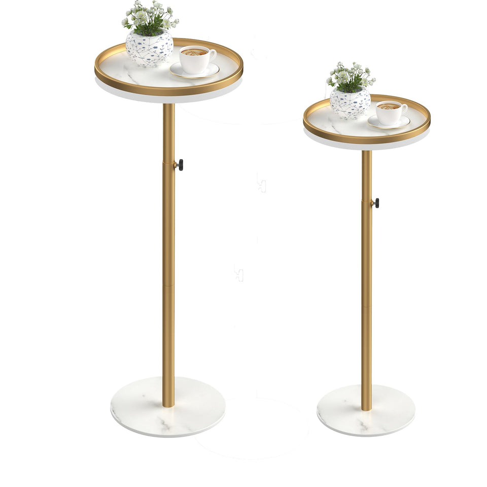 Cozynest Home height-adjustable small drink table close-up with durable pedestal and gold finish