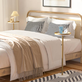Cozynest Home living room setup with the gold drink table in use