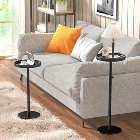 Cozynest Home weighted martini pedestal table in black beside seating