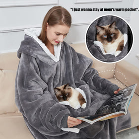 Cozystar wearable blanket hoodie with soft sherpa fleece for extra warmth.