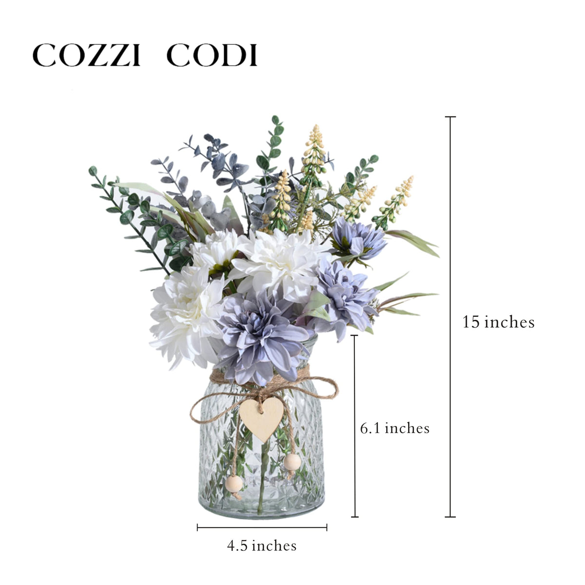 COZZI CODI blue silk arrangement adds color to office desk decor.