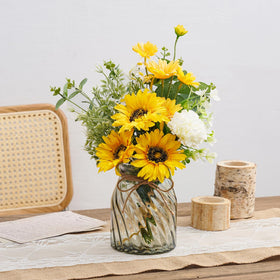 COZZI CODI silk sunflowers with eucalyptus and daisies for home office styling