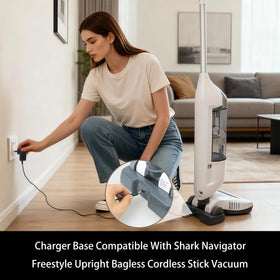CPAI charger base for Shark SV1107 with cable, reliable power for daily cleaning sessions.