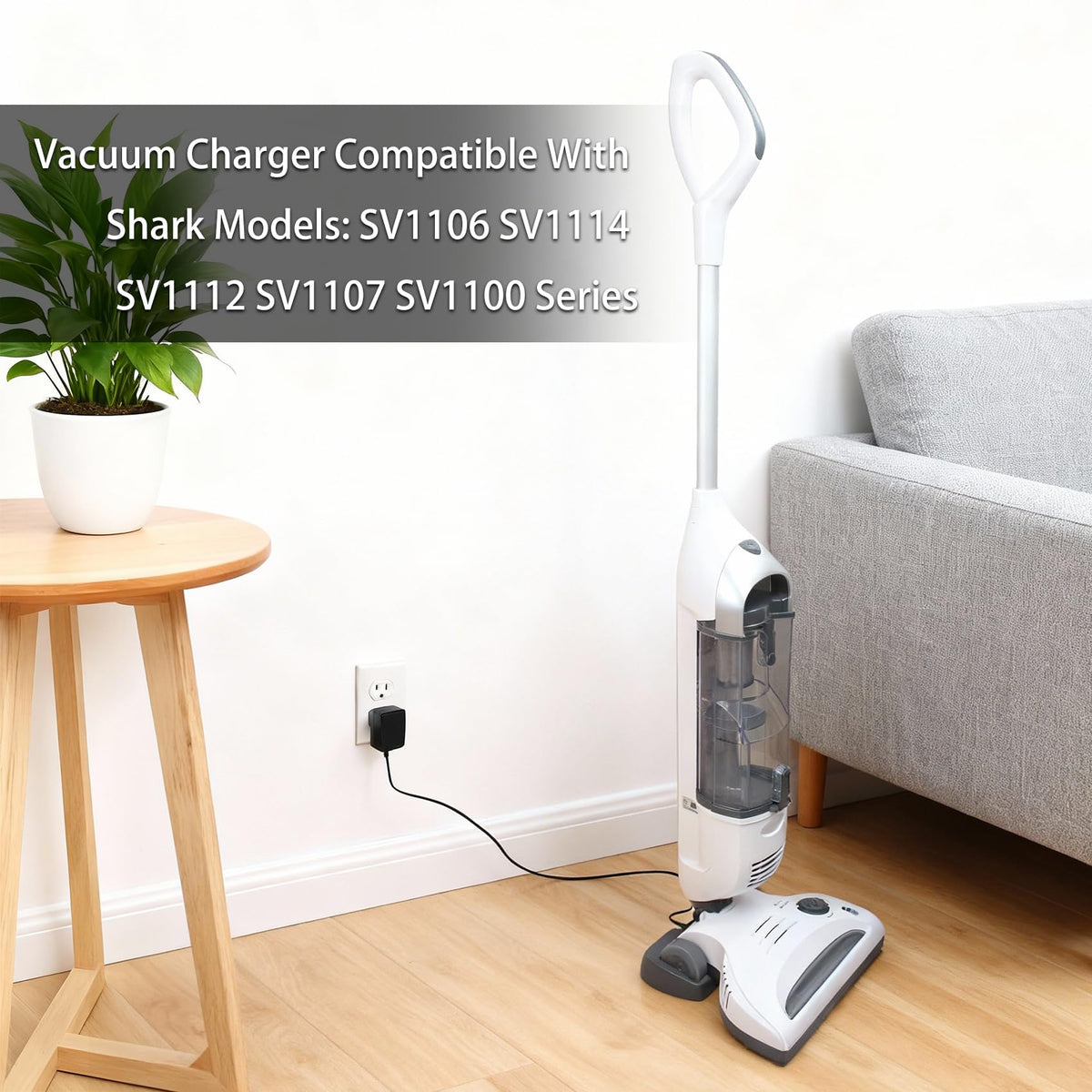 CPAI charger base for Shark SV1112 with cable, keeps charging on standby.