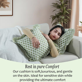 Emerald green CPC accent pillow covers paired with neutral decor