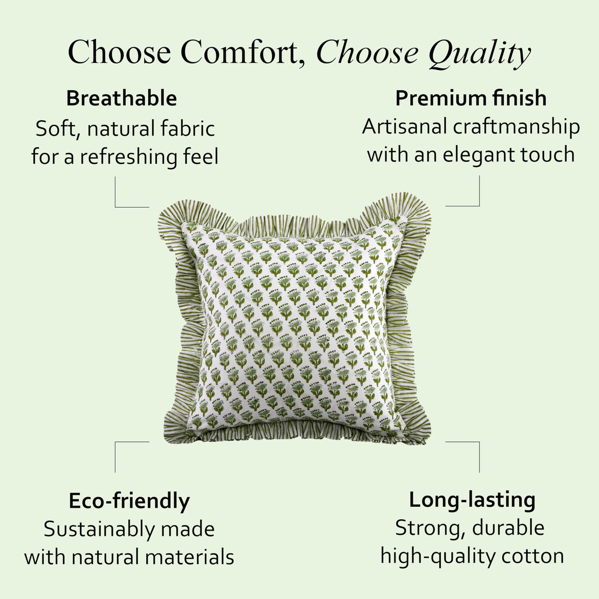 Living room with CPC emerald green pillow covers for farmhouse vibe