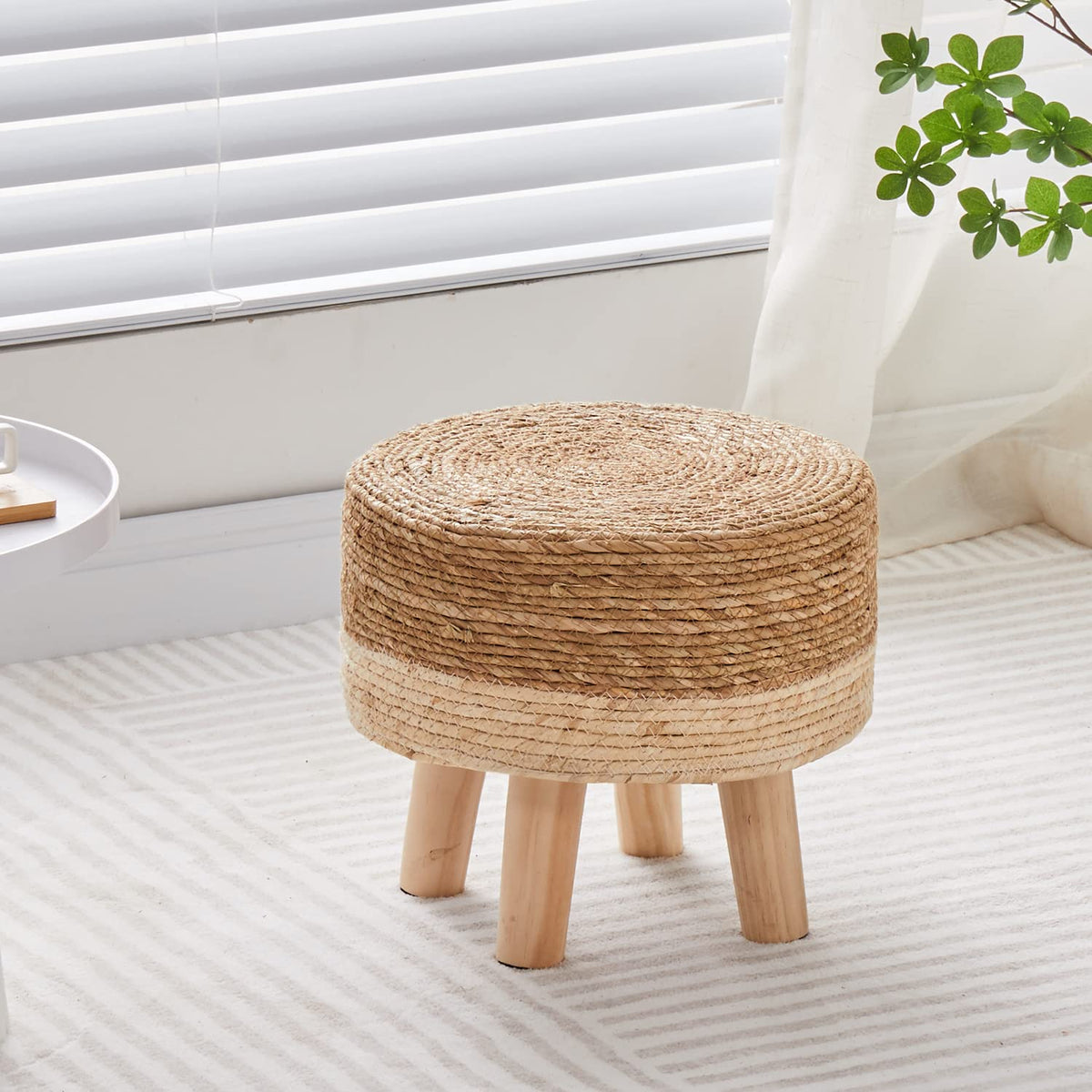 Cpintltr compact round stool for small spaces adds natural style.