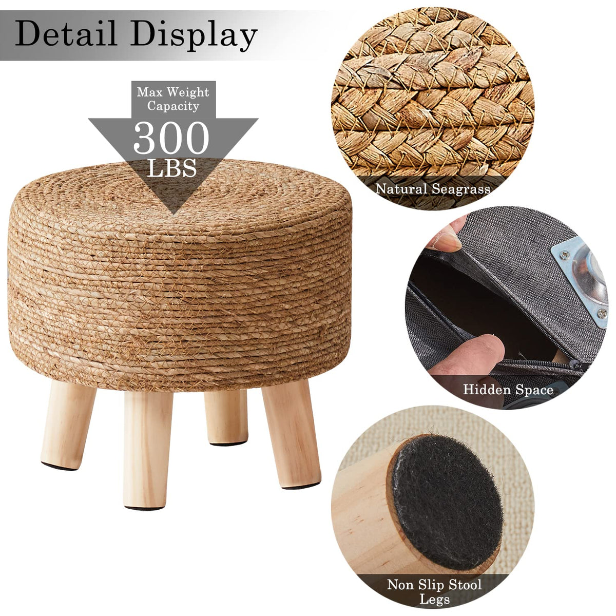 Cpintltr foot stool doubles as extra seating in living areas.
