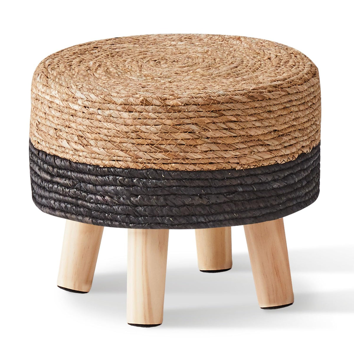 Cpintltr round footstool with pine legs demonstrates sturdy design for daily use.