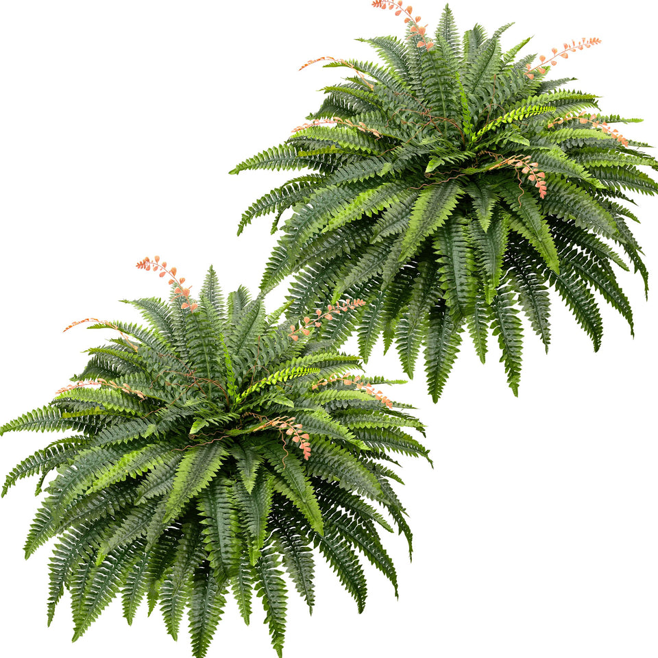 CQURE 128-branch fake fern with dense leaves for outdoor decor and easy upkeep.